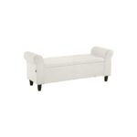 Oikiture Storage Ottoman Faux Sherpa Fabric Large White