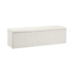 Oikiture Storage Ottoman XL Faux Sherpa White