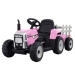 Rigo Electric Ride On Tractor for Kids with Music and Trailer Pink