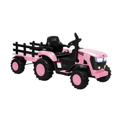 Mazam XL Kids Ride-On Tractor 12V with Trailer Remote Control Pink