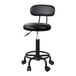 Artiss Glamorous Salon Stool Swivel Chair with Backrest (Black)