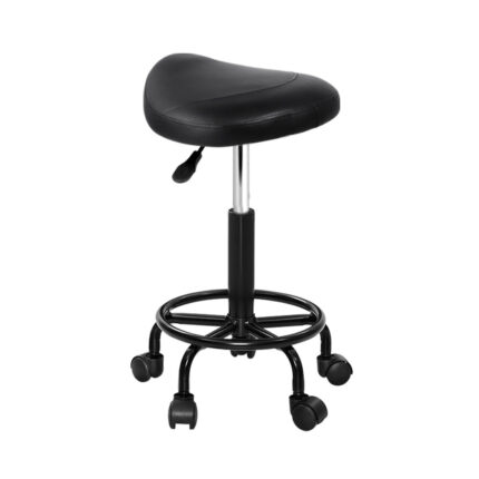 Artiss Glamorous Salon Stool Saddle Swivel Chair Black