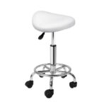 Artiss Glamorous White Salon Stool 360° Swivel Saddle Chair
