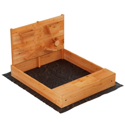 Keezi Kids Wooden Sandbox with Cover and Funnel Outdoor Play (120cm)