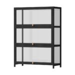 Oikiture Display Cabinet 3 Tiers Clear Door Black