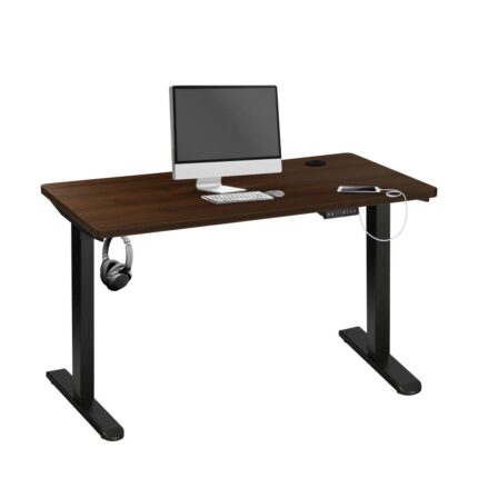 Oikiture Standing Desk Adjustable Motorised 140cm Black&Walnut