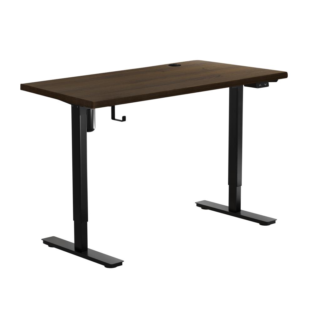 SD-S1-BK-DB-14-WN-01 Oikiture Electric Standing Desk Single Motor Black&Walnut 140cm - Image 1