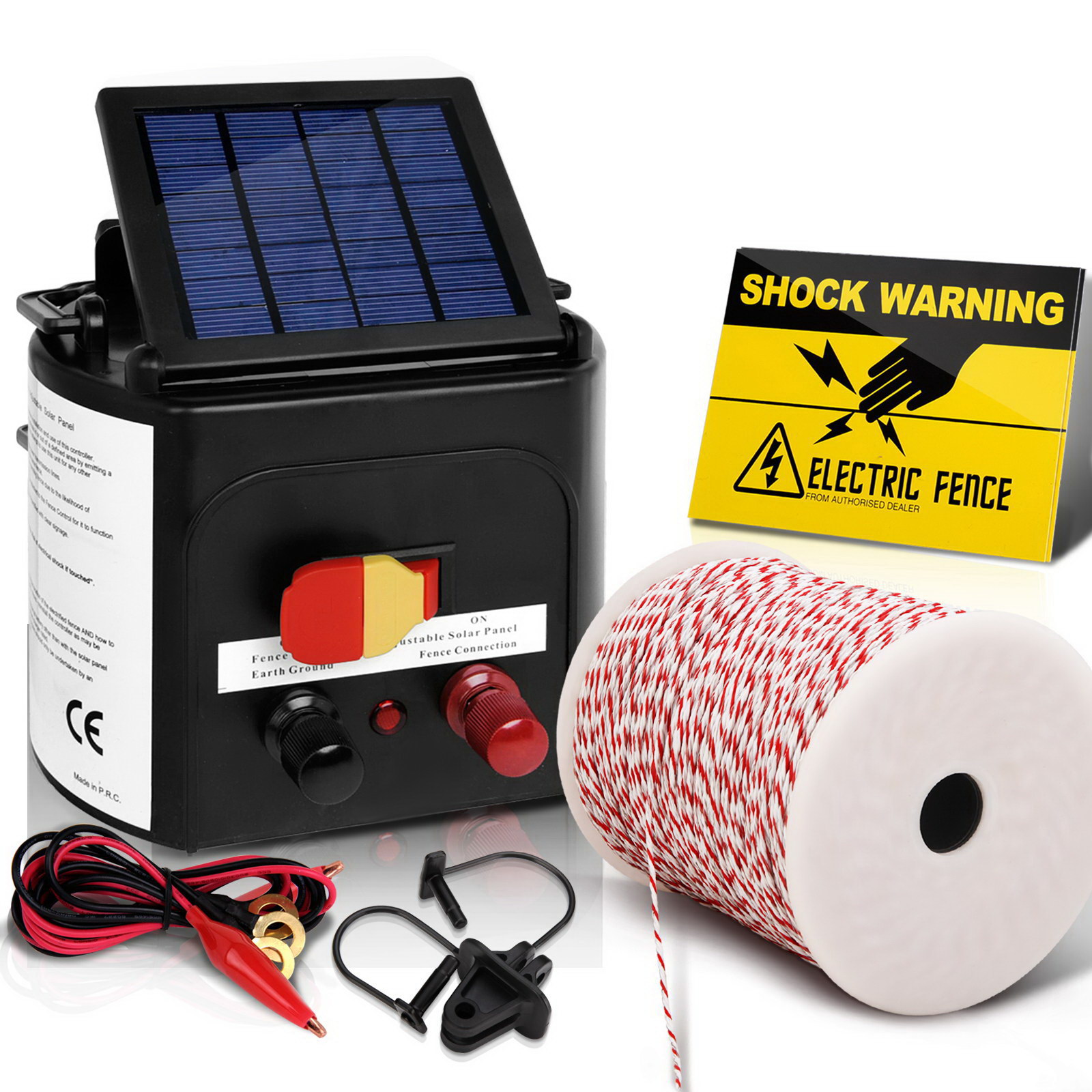 SFC-FIK-WIRE-5KM-00 Giantz Fence Energiser 5KM Solar Powered Electric 500M Poly Wire Insulator - Image 1