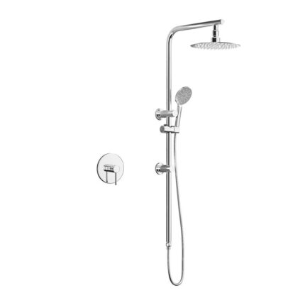 Welba 10" Rain Shower Head Set with Shower Mixer Round Chrome