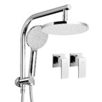 Cefito 9'' Rain Shower Head Set Handheld Round High Pressure Twins Tap Chome