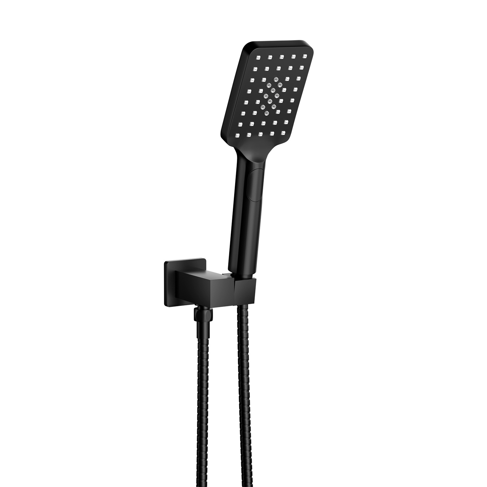 SHOWER-A6-SQ-BK-159078-00 Handheld Shower Head Holder 3.1'' High Pressure Black - Image 1