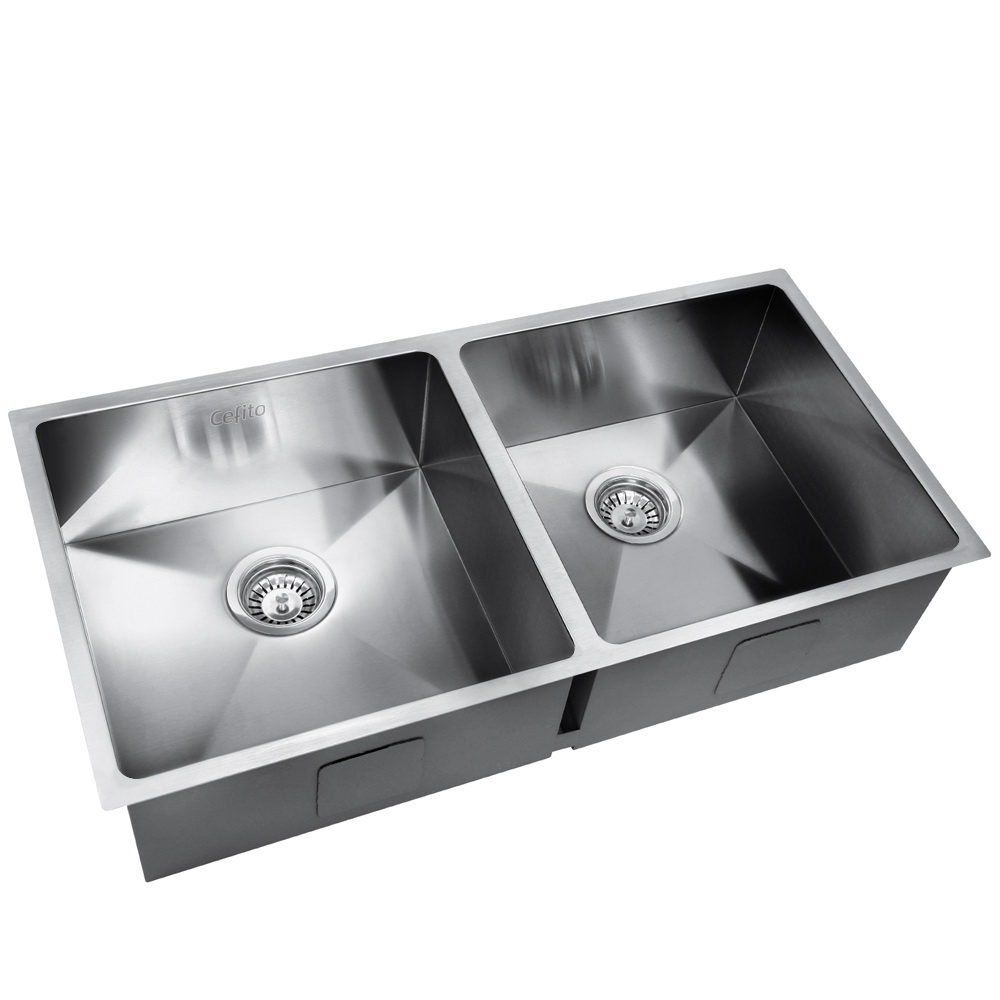 SINK-8644-R010-00 Cefito Kitchen Sink 86X44CM Stainless Steel Basin Double Bowl Laundry Silver - Image 1