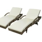 Livsip Outdoor Sun Lounger Waterproof Adjustable Grey&Beige X2