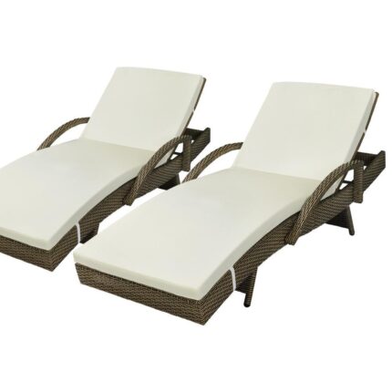 Livsip Outdoor Sun Lounger Waterproof Adjustable Grey&Beige X2