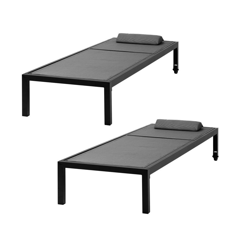 SL-TXL-PL-BKX2-01 Livsip 2pcs Sun Lounge with Aluminium Frame and Wheels - Image 1