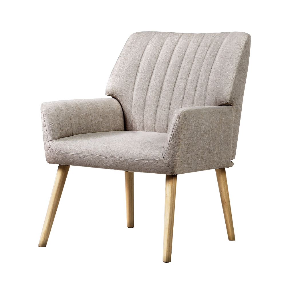 UPHO-C-ARM-5098-BG-00 Artiss Armchair Fabric Beige Sebastini - Image 1