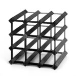 Artiss 12 Bottle Wine Rack Stylish Black Pine Wood Storage