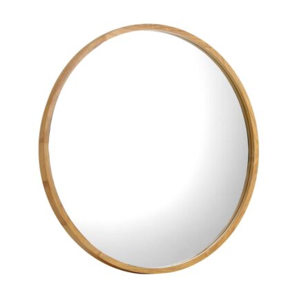 Oikiture Wall Mounted Mirror with Wood Frame 70cm Round