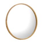 Oikiture Wall Mounted Mirror with Wood Frame 80cm Round