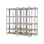 Sharptoo 4x Warehouse Storage Rack 5-tier 1.5m Silver