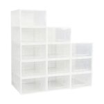 GOMINIMO Plastic Shoe Box  12PCS Medium Size (White)