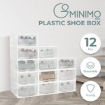 GOMINIMO Plastic Shoe Box  12PCS Medium Size Premium (White)
