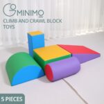 GOMINIMO 5 Piece Soft Foam Climb and Crawl Playset for Kids (Blue Green Yellow Red Pink Purple)