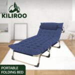 KILIROO Adjustable Portable Folding Bed with Mattress and Headrest (Blue) - Image 2