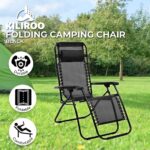 KILIROO Reclining Sun Beach Deck Lounge Chair Outdoor Folding Camp Rest Black - Image 2