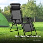 KILIROO Reclining Sun Beach Deck Lounge Chair Outdoor Folding Camp Rest Black - Image 3