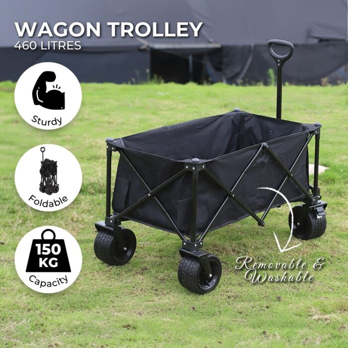 KILIROO Folding Wagon Trolley Cart (Black) - Image 2