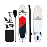 KILIROO Inflatable Stand Up Paddle Board Balanced SUP Portable Ultralight, 10.5 x 2.5 x 0.5 ft, with EVA Anti-Slip Pad Red, Dark Red & Black