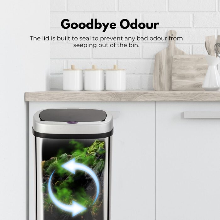 MIRAKLASS Motion Sensor Bin 60L Mirror Oval Silver - Image 2