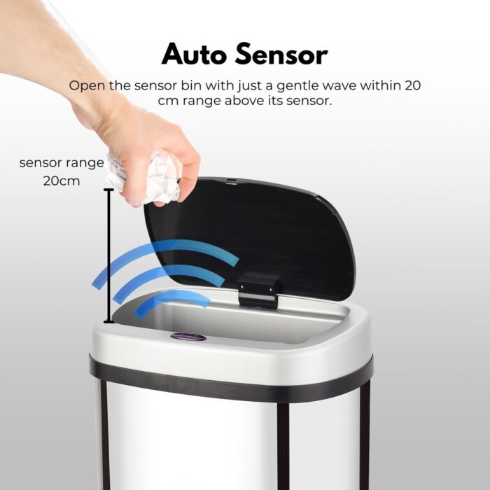 MIRAKLASS Motion Sensor Bin 60L Mirror Oval Silver - Image 3