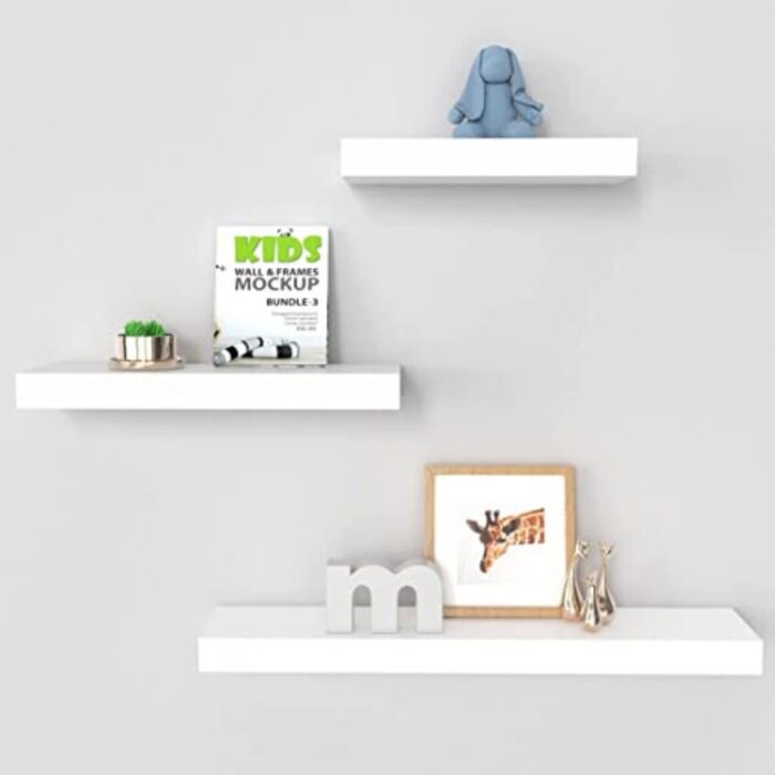 EKKIO Floating Shelf Set of 3 White - Image 2
