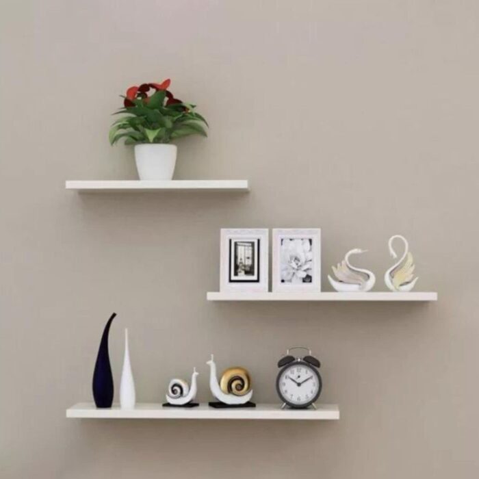 EKKIO Floating Shelf Set of 3 White - Image 3