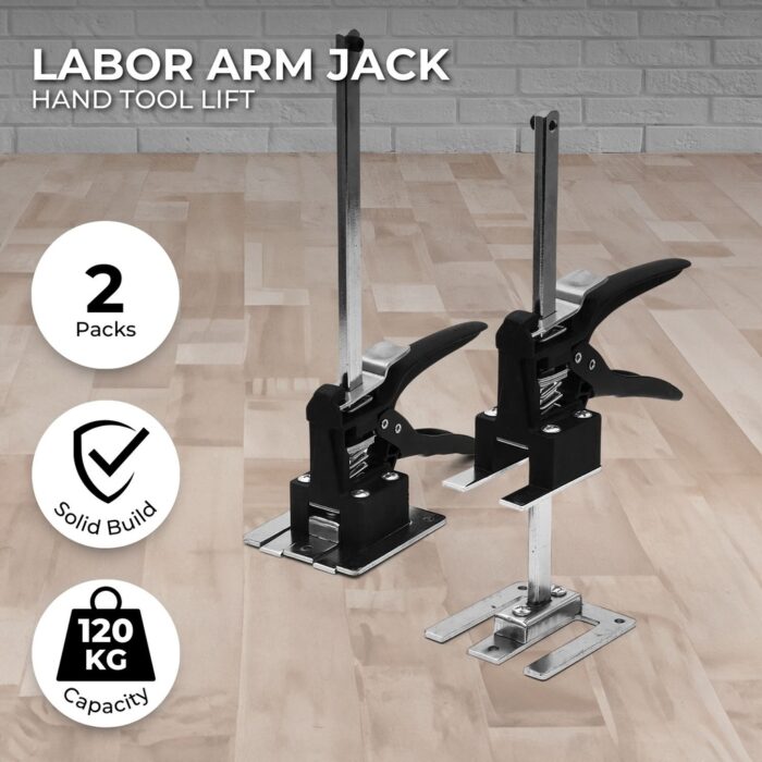 RYNOMATE 2 Pack Adjustable Labor Saving Arm Jack (Black) - Image 2