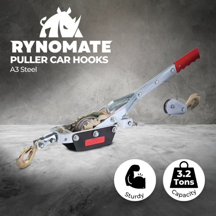 RYNOMATE 4-Ton Hand Winch Puller with Double Car Hook - Image 2