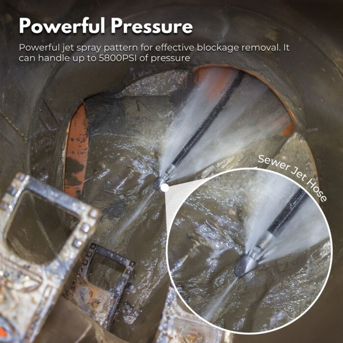 RYNOMATE High Pressure Washer Black Hose with M22 Coupling and Rotating Nozzle (30.5M/100FT) - Image 3