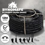 RYNOMATE Plumber Drain Snake Pipeline Sewer Cleaner with Drill Bit Tool (Black) - Image 2