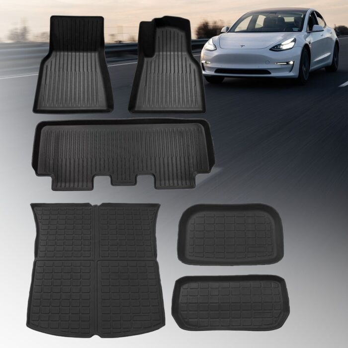 RYNOMATE Set of 6 Tesla Model-Y Floor Mats (Black) - Image 2