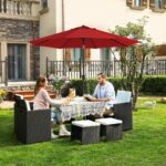 SONGMICS 2.7m Patio Outdoor Table Umbrella Red - Image 2
