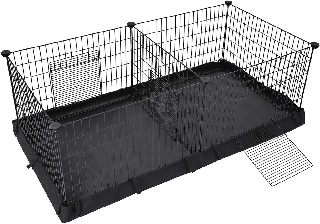 image_1024 SONGMICS 3 Doors Pet Playpen with Divider Panel and Floor Mat Black - Image 1