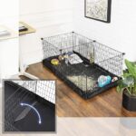 SONGMICS 3 Doors Pet Playpen with Divider Panel and Floor Mat Black - Image 3
