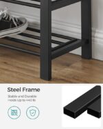 SONGMICS 3-Tier Metal Shoe Bench Storage Organizer with Foam Padded Seat Dark Grey and Black - Image 3