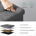 SONGMICS 38cm Folding Storage Ottoman Bench Foot Rest Stool Dark Gray - Image 3