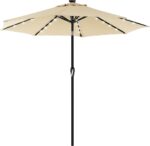 SONGMICS 3m Solar Patio Umbrella, Lighted Outdoor Beige
