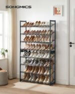 SONGMICS 8-Tier Shoe Rack Storage 32 pairs with Adjustable Shelves Gray - Image 3