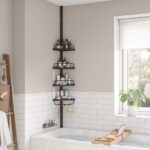 SONGMICS Adjustable Bathroom Corner Shelf with 4 Trays Black - Image 3