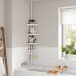SONGMICS Adjustable Bathroom Corner Shelf with 4 Trays White - Image 3